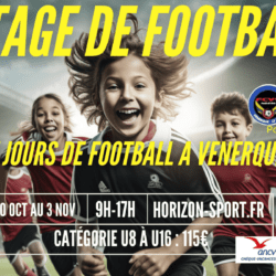Une scène dynamique sur le terrain de football de Venerque pendant notre stage. Les jeunes footballeurs, portant fièrement leurs maillots, s'entraînent avec passion sous la supervision de nos coachs dévoués. Le soleil automnal baigne le terrain de sa lumière dorée, créant une atmosphère propice à l'apprentissage et à l'expression du talent. C'est un moment où l'ambition et le plaisir se rejoignent pour nos futurs champions en herbe ! ⚽🌞 #StageFootballVenerque #PassionFootball #FormationJeunesTalents