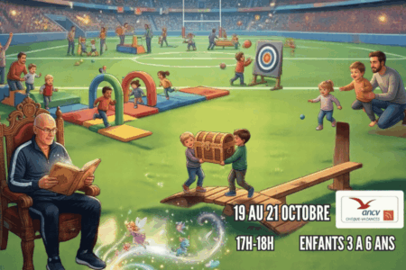Philou raconte une histoire à des enfants de 3 à 6 ans et à leurs parents, affiche du Baby Sport à L'Union du 19 au 21 octobre 2026