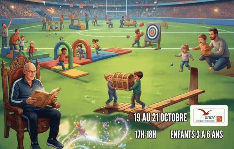 Philou raconte une histoire à des enfants de 3 à 6 ans et à leurs parents, affiche du Baby Sport à L'Union du 19 au 21 octobre 2026