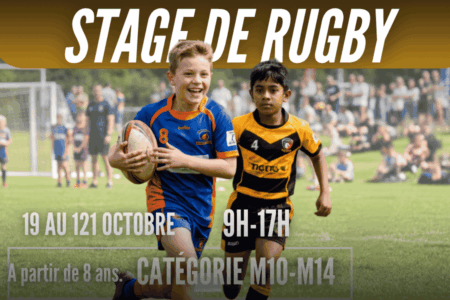 Enfants de 8 à 14 ans lors d'un stage de rugby au Stade Georges Beyney à L'Union, près de Toulouse